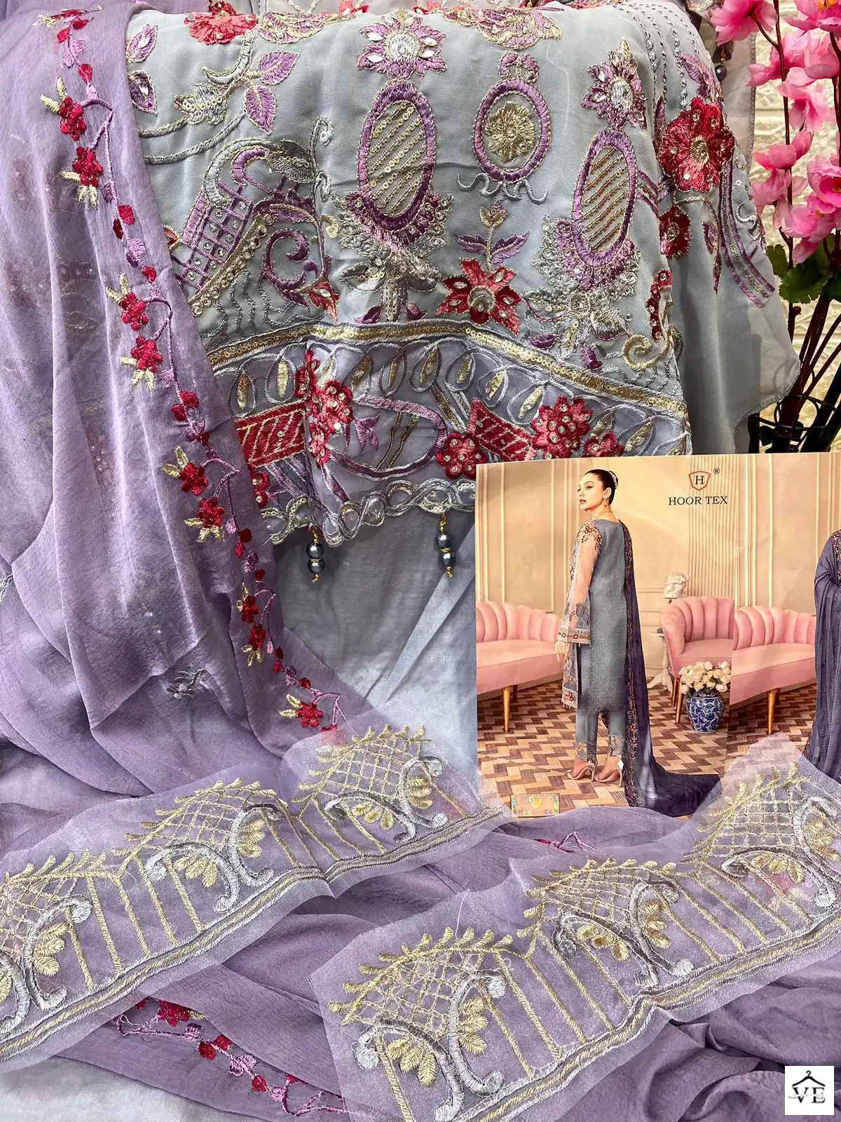 Hoor Tex H-32 Faux Georgette Wholesale Pakistani Suits — Wholesale Salwar Suits, MPA wholesale from Surat — view 4
