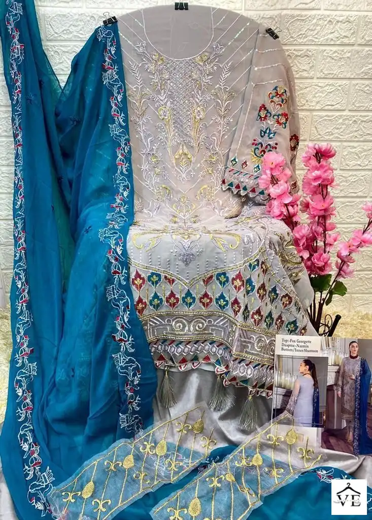 Hoor Tex H-34 Faux Georgette Wholesale Pakistani Suit — Wholesale Salwar Suits, MPA wholesale from Surat - Gallery Image 2