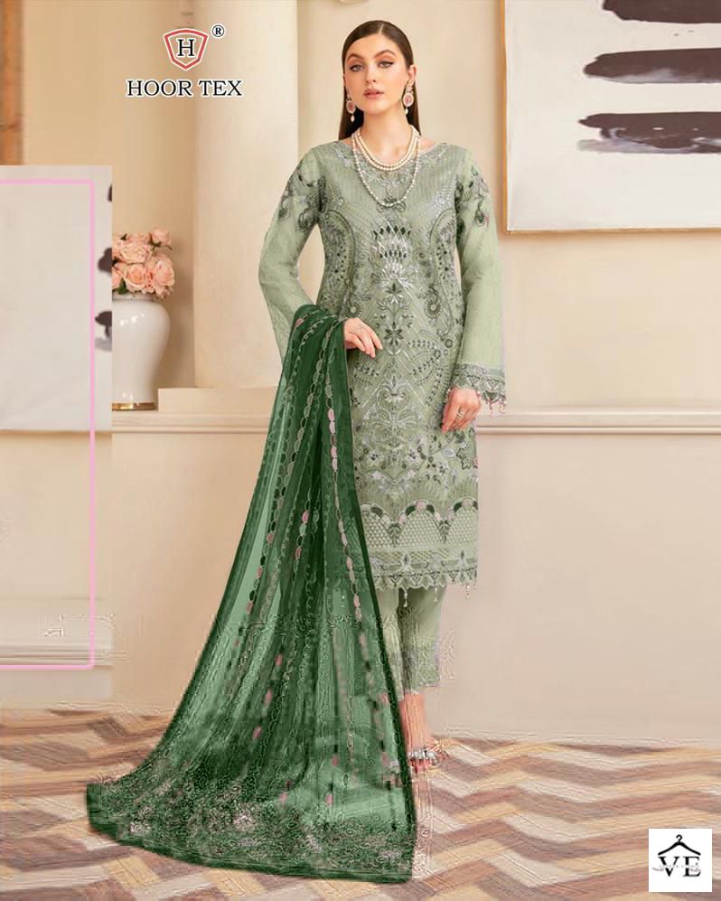 Hoor Tex H 41 Foux Georgette Wholesale Pakistani Salwar Suit Catalog — Wholesale Salwar Suits, MPA wholesale from Surat — view 1