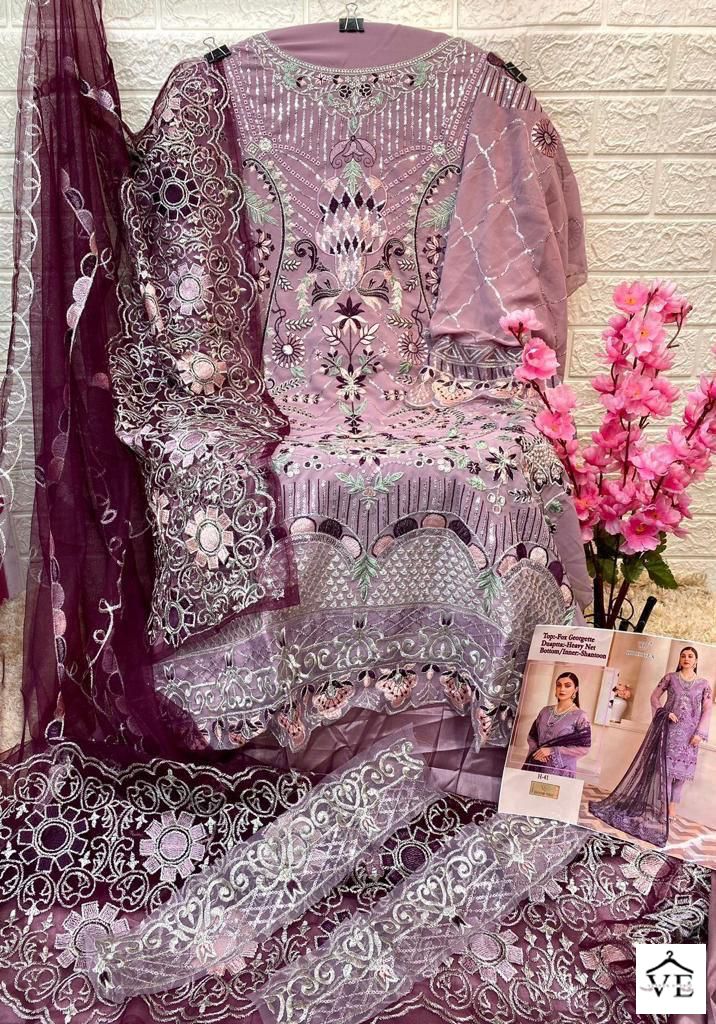 Hoor Tex H 41 Foux Georgette Wholesale Pakistani Salwar Suit Catalog — Wholesale Salwar Suits, MPA wholesale from Surat - Gallery Image 7