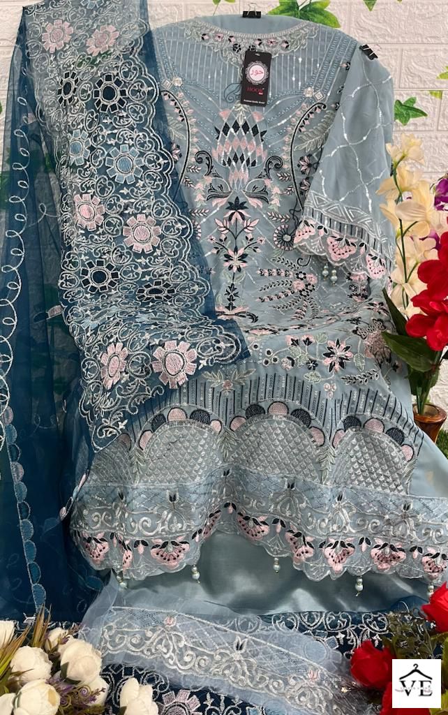 Hoor Tex H 41 Foux Georgette Wholesale Pakistani Salwar Suit Catalog — Wholesale Salwar Suits, MPA wholesale from Surat - Gallery Image 9