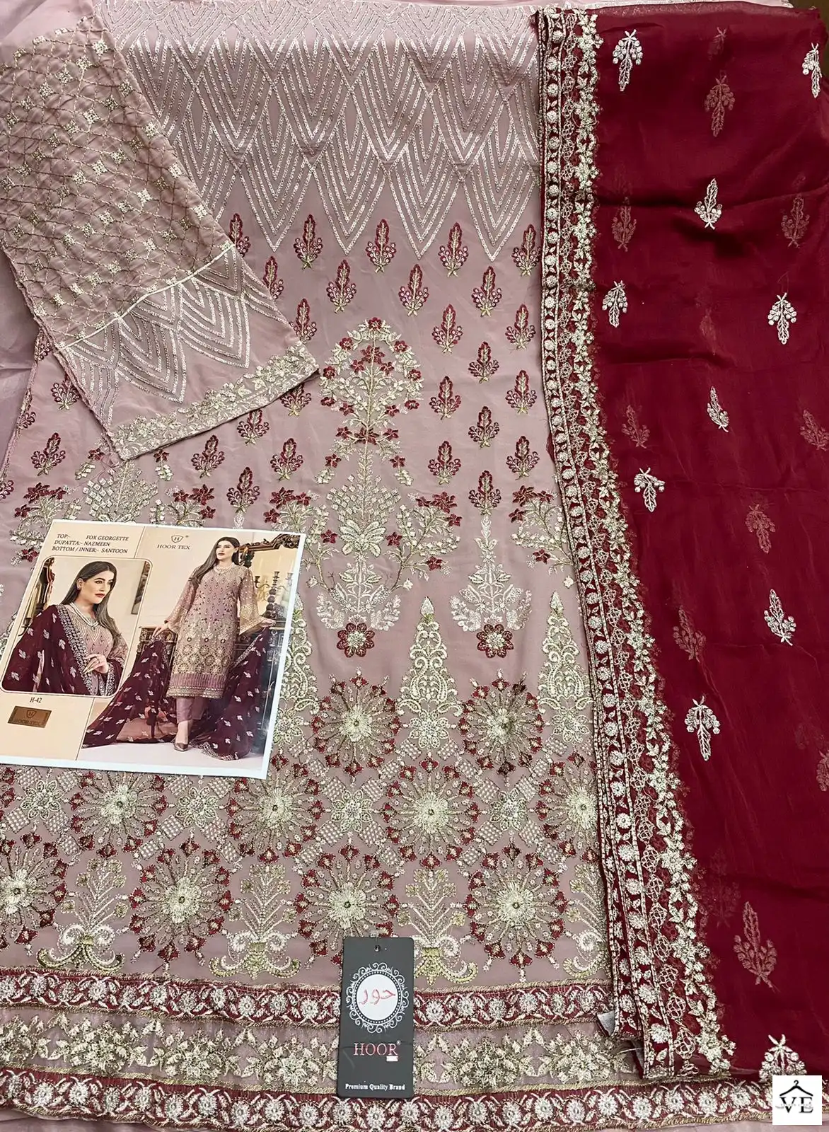 Hoor Tex H-42 Faux Georgette Wholesale Pakistani Suit — Wholesale Salwar Suits, MPA wholesale from Surat — view 4