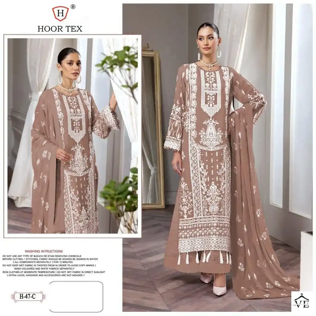 Hoor Tex H-47 Heavy Georgette Wholesale Pakistani Suit Catalog — Wholesale Salwar Suits, MPA wholesale from Surat - Gallery Image 2