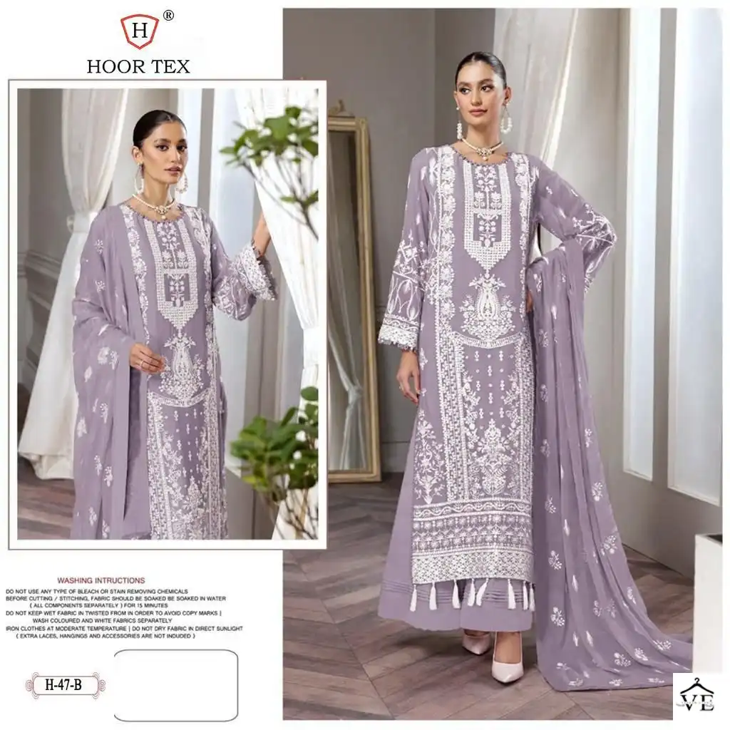 Hoor Tex H-47 Heavy Georgette Wholesale Pakistani Suit Catalog — Wholesale Salwar Suits, MPA wholesale from Surat - Gallery Image 3