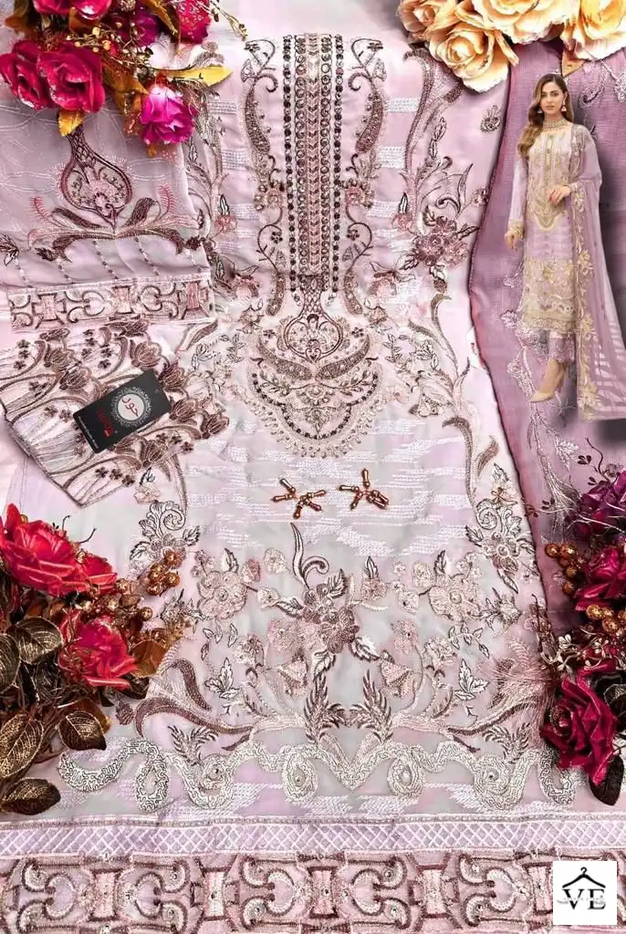 Hoor Tex H-61 Heavy Georgette Wholesale Pakistani Suit Catalog — Wholesale Salwar Suits, MPA wholesale from Surat — view 10