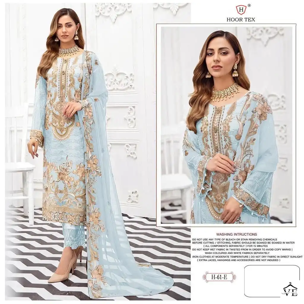 Hoor Tex H-61 Heavy Georgette Wholesale Pakistani Suit Catalog — Wholesale Salwar Suits, MPA wholesale from Surat - Gallery Image 3
