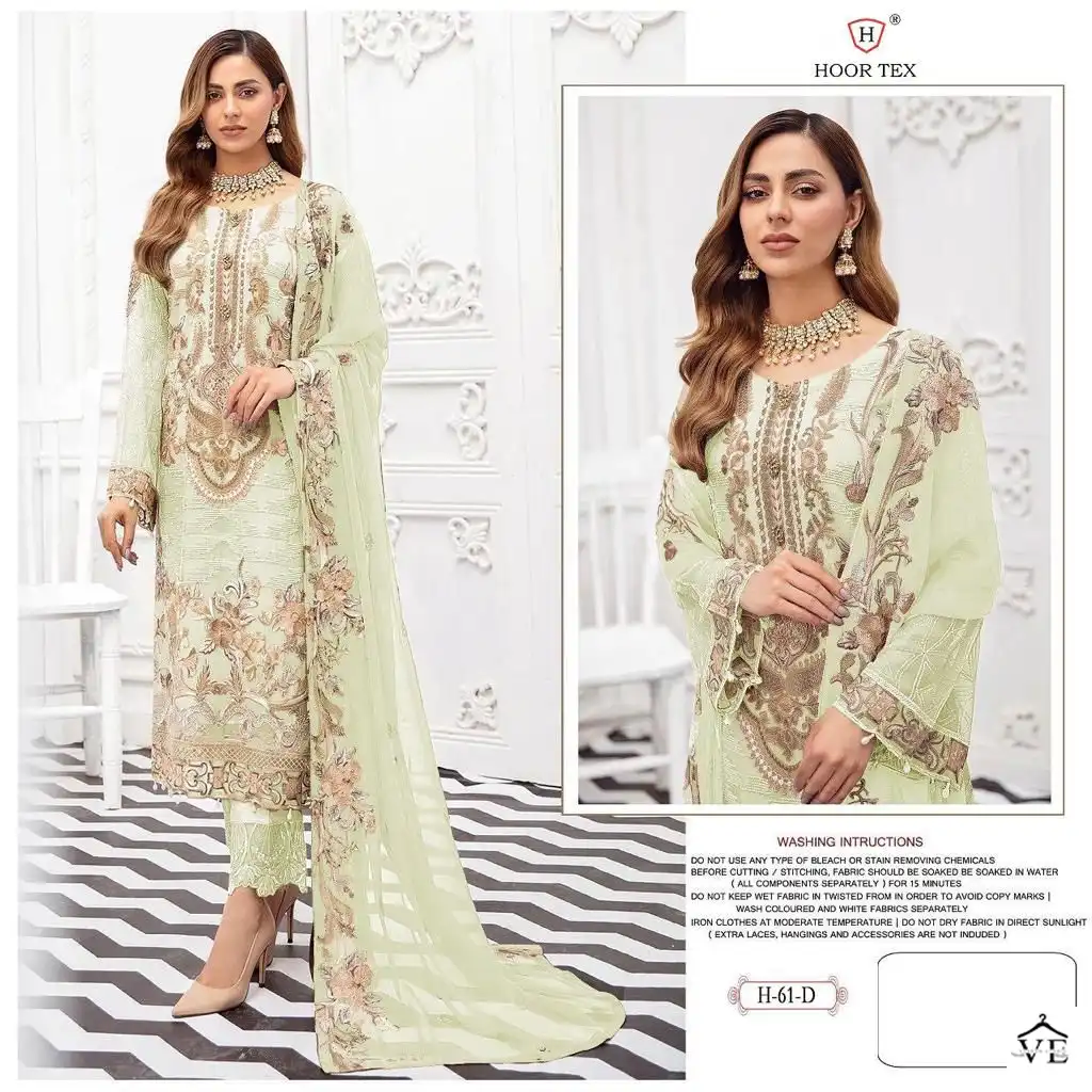 Hoor Tex H-61 Heavy Georgette Wholesale Pakistani Suit Catalog — Wholesale Salwar Suits, MPA wholesale from Surat - Gallery Image 4