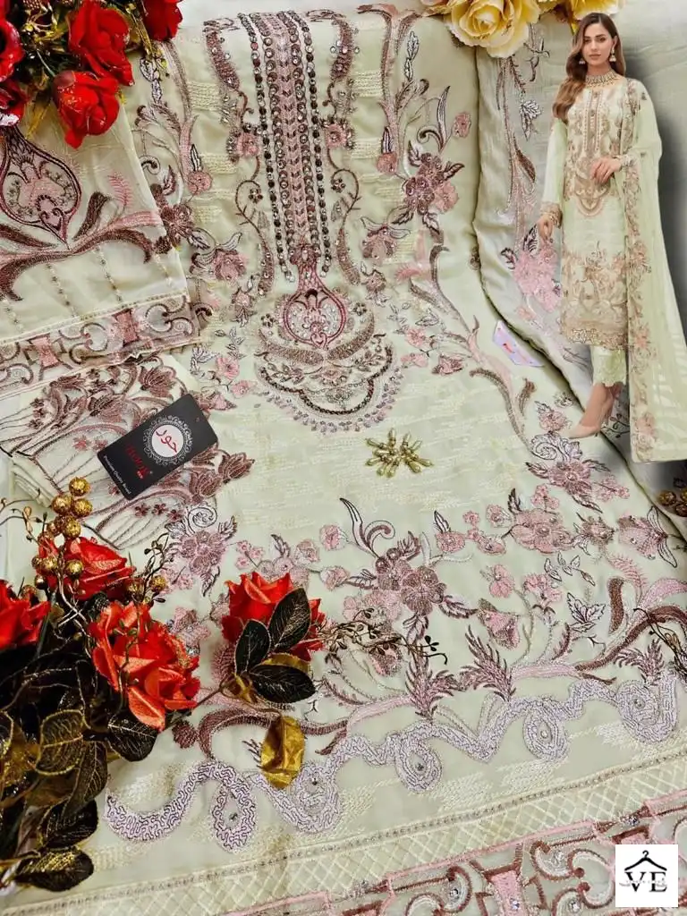 Hoor Tex H-61 Heavy Georgette Wholesale Pakistani Suit Catalog — Wholesale Salwar Suits, MPA wholesale from Surat - Gallery Image 7