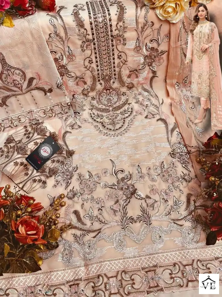 Hoor Tex H-61 Heavy Georgette Wholesale Pakistani Suit Catalog — Wholesale Salwar Suits, MPA wholesale from Surat - Gallery Image 9