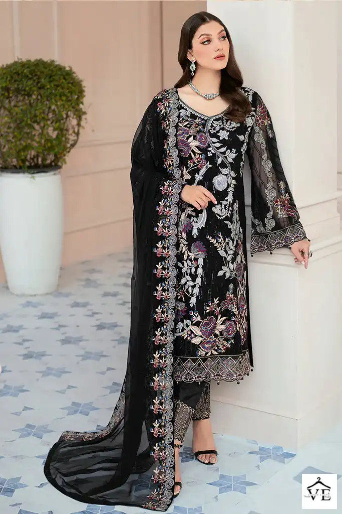 Hoor Tex H-74 Faux Georgette Wholesale Pakistani Salwar Suit Catalog — Wholesale Salwar Suits, MPA wholesale from Surat — view 1