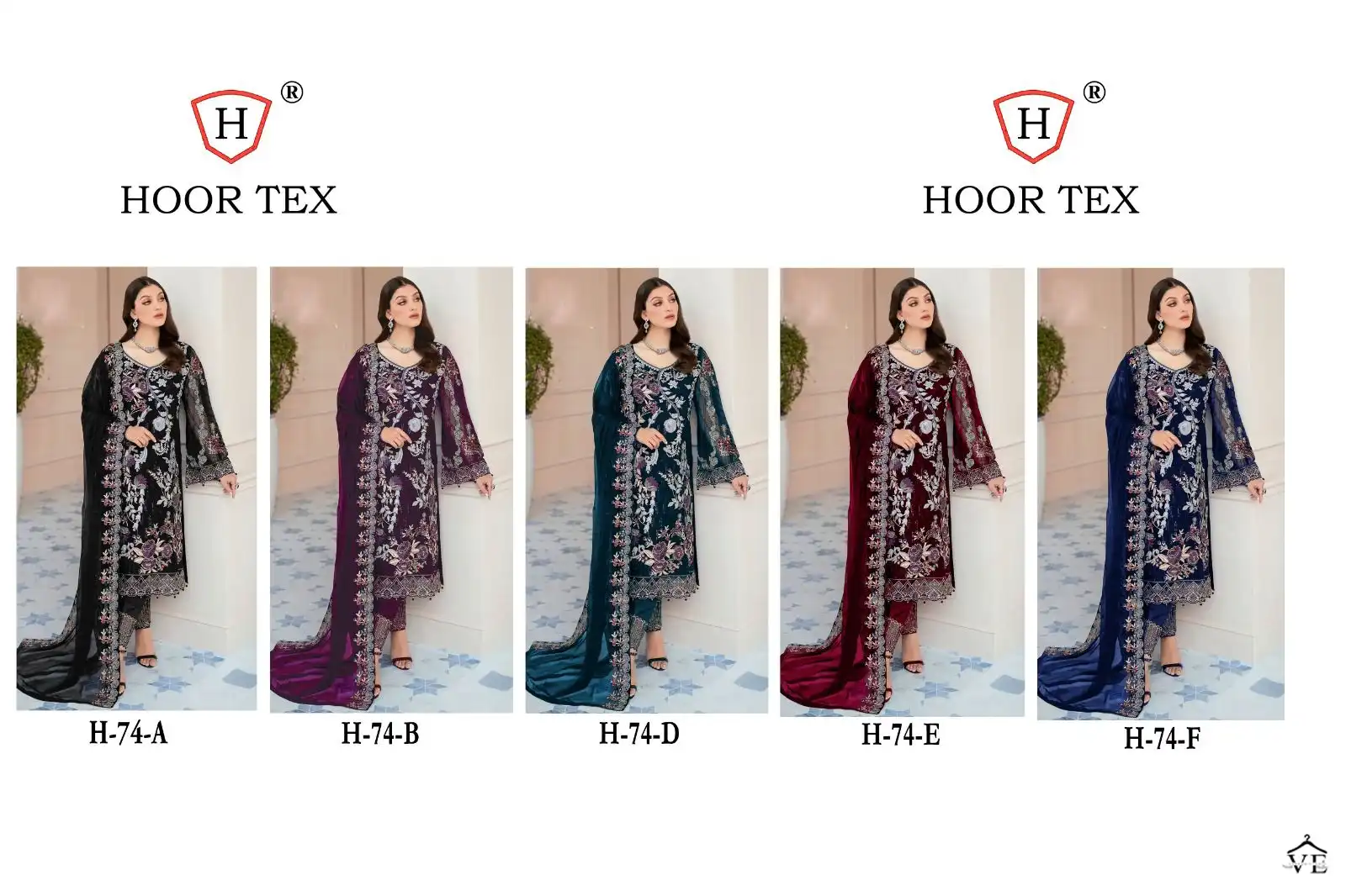 Hoor Tex H-74 Faux Georgette Wholesale Pakistani Salwar Suit Catalog — Wholesale Salwar Suits, MPA wholesale from Surat — view 12