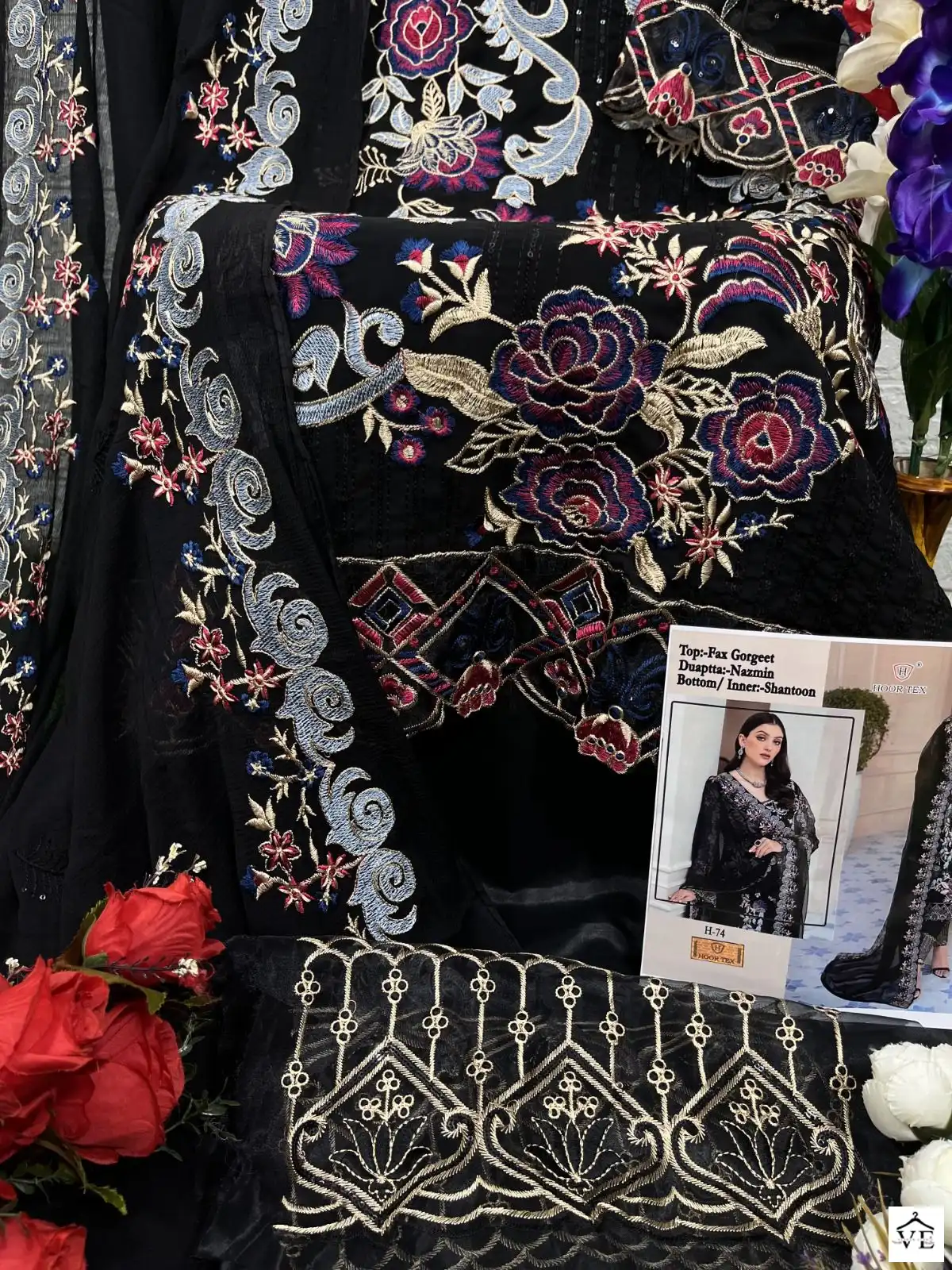 Hoor Tex H-74 Faux Georgette Wholesale Pakistani Salwar Suit Catalog — Wholesale Salwar Suits, MPA wholesale from Surat - Gallery Image 7