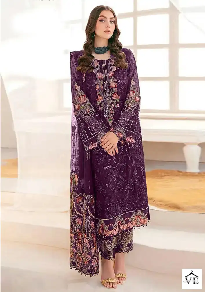 Hoor Tex H-76 Faux Georgette Wholesale Pakistani Suit Catalog — Wholesale Salwar Suits, MPA wholesale from Surat — view 1