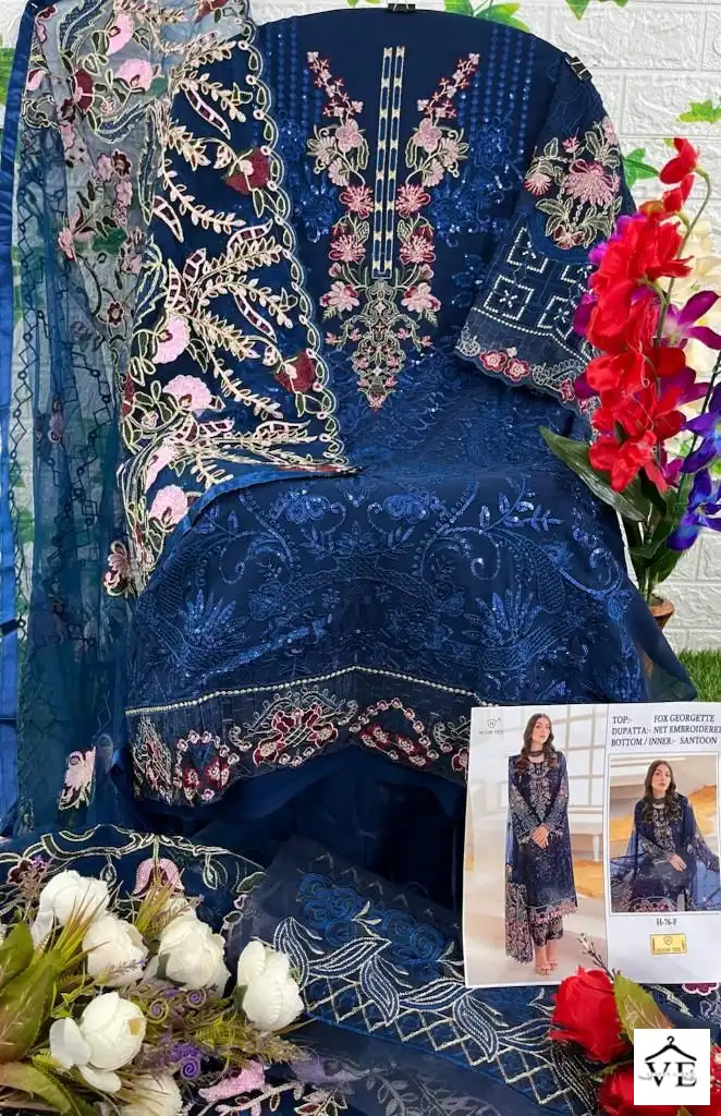 Hoor Tex H-76 Faux Georgette Wholesale Pakistani Suit Catalog — Wholesale Salwar Suits, MPA wholesale from Surat - Gallery Image 5