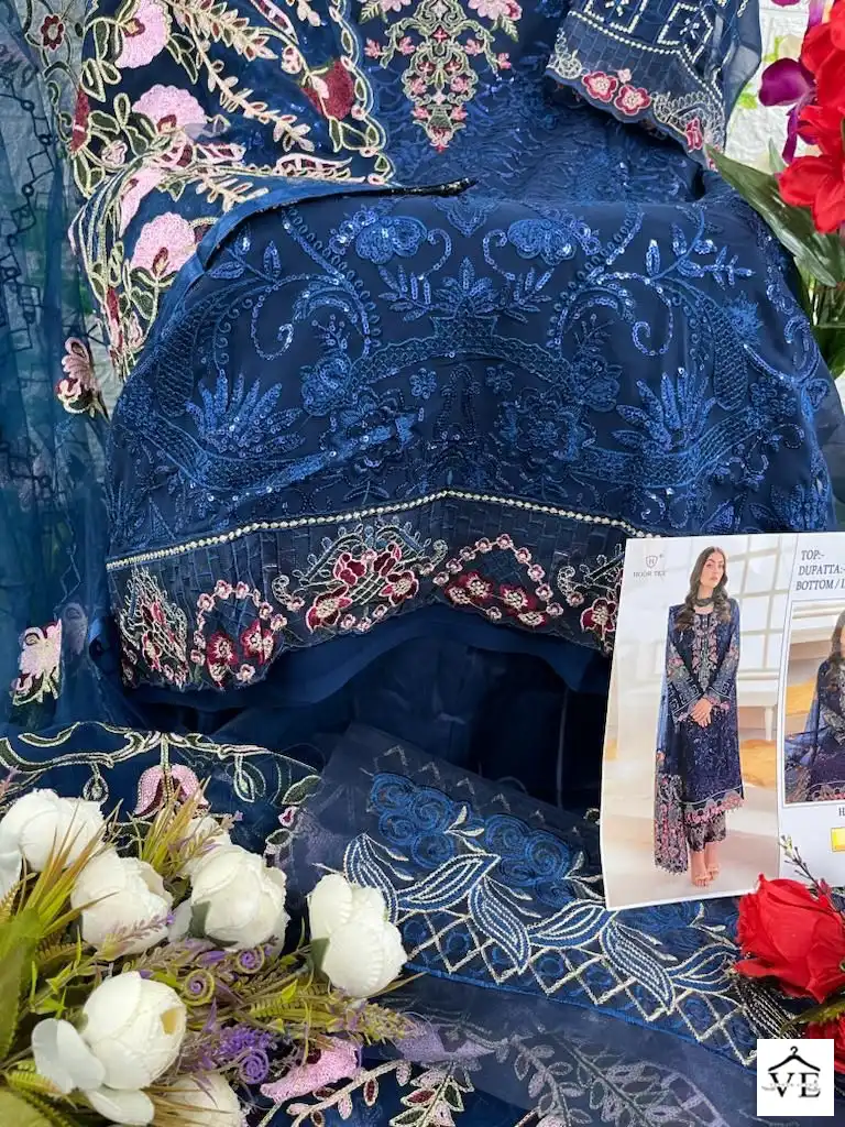 Hoor Tex H-76 Faux Georgette Wholesale Pakistani Suit Catalog — Wholesale Salwar Suits, MPA wholesale from Surat — view 6