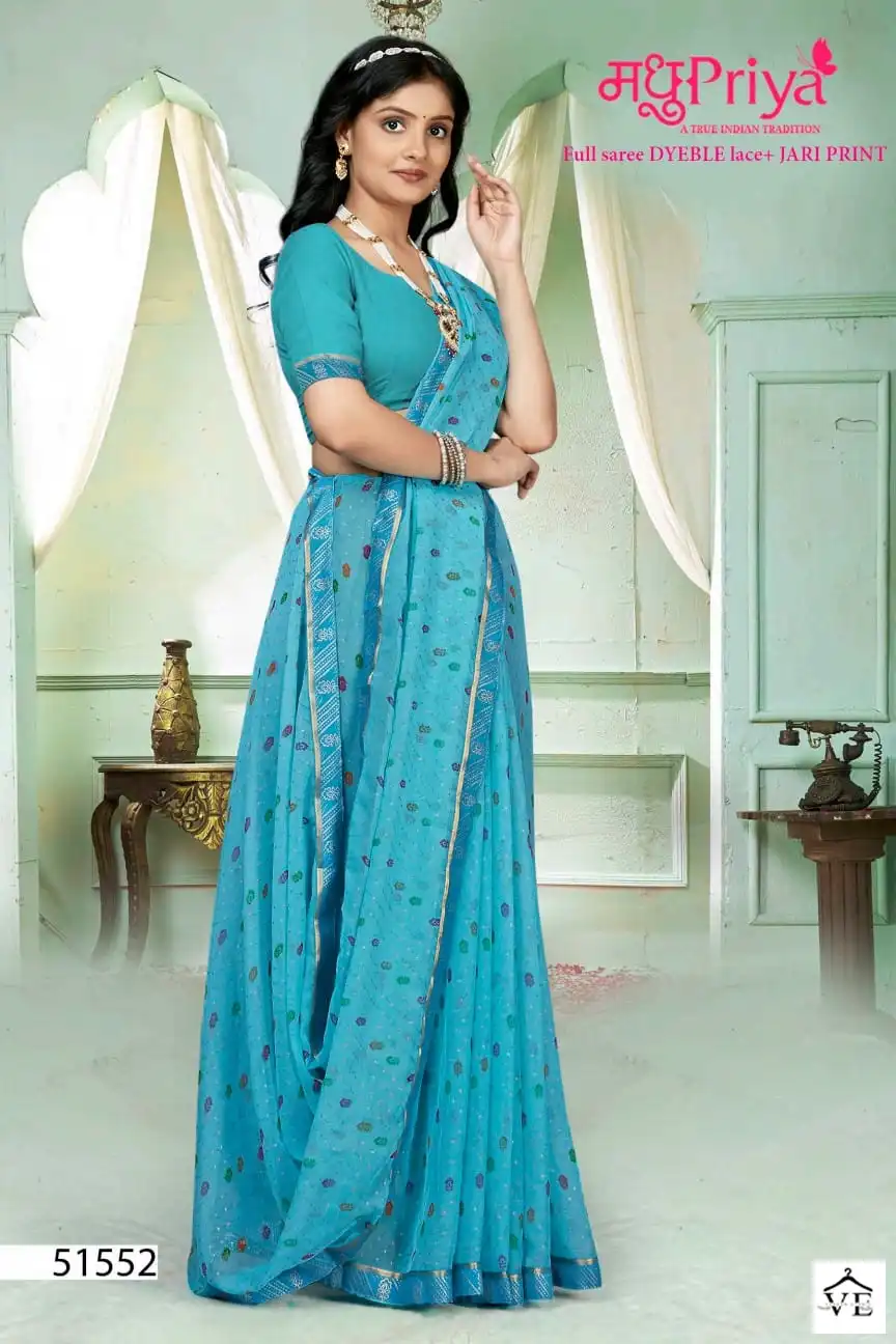 Madhupriya Ira 60 Gm Chiffon Dyeing Wholesale Saree Catalog — Wholesale Sarees, MPA wholesale from Surat - Gallery Image 3