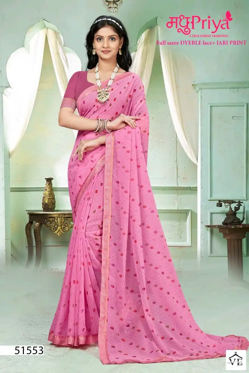 Madhupriya Ira 60 Gm Chiffon Dyeing Wholesale Saree Catalog — Wholesale Sarees, MPA wholesale from Surat - Gallery Image 5