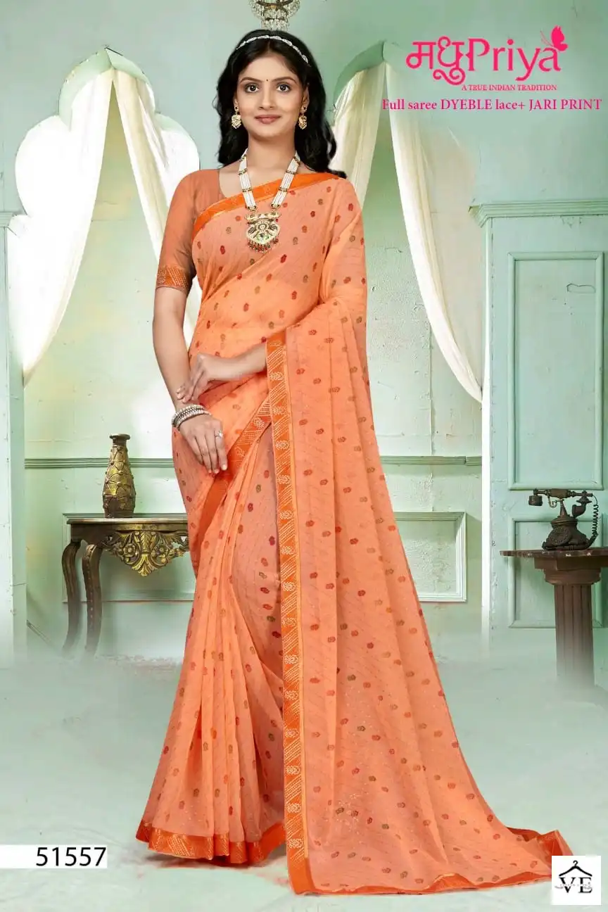 Madhupriya Ira 60 Gm Chiffon Dyeing Wholesale Saree Catalog — Wholesale Sarees, MPA wholesale from Surat - Gallery Image 6