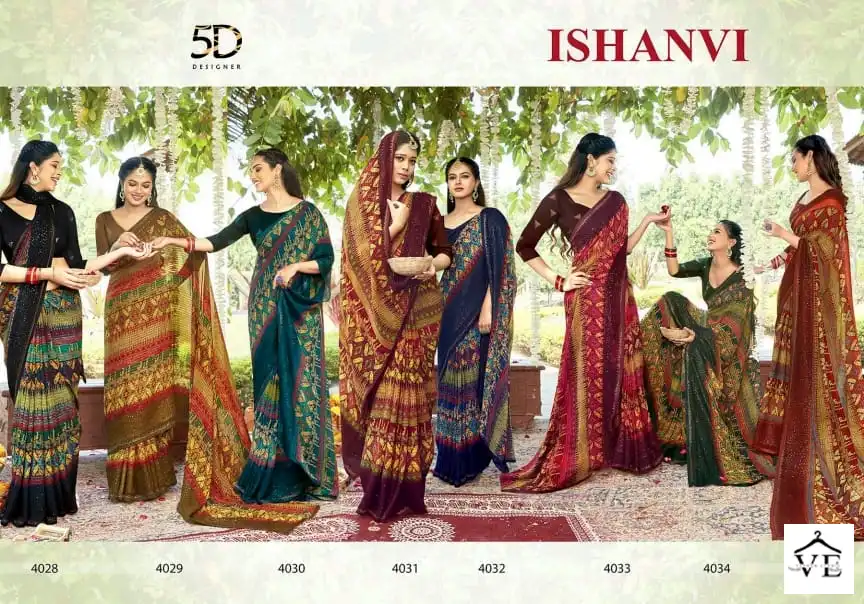 5D Designer Ishanavi Pure Georgette Wholesale Saree Catalog — Wholesale Sarees, MPA wholesale from Surat — view 9