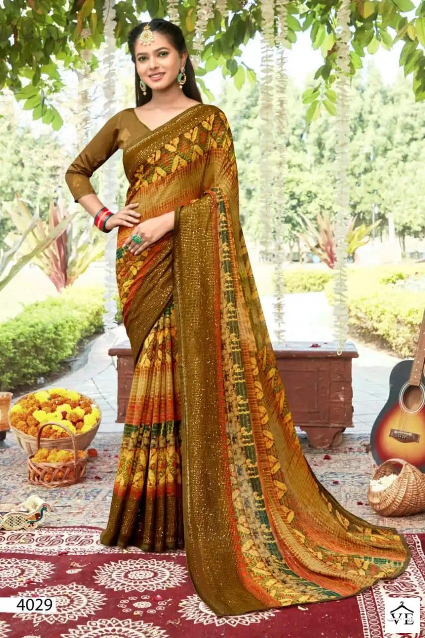 5D Designer Ishanavi Pure Georgette Wholesale Saree Catalog — Wholesale Sarees, MPA wholesale from Surat - Gallery Image 4