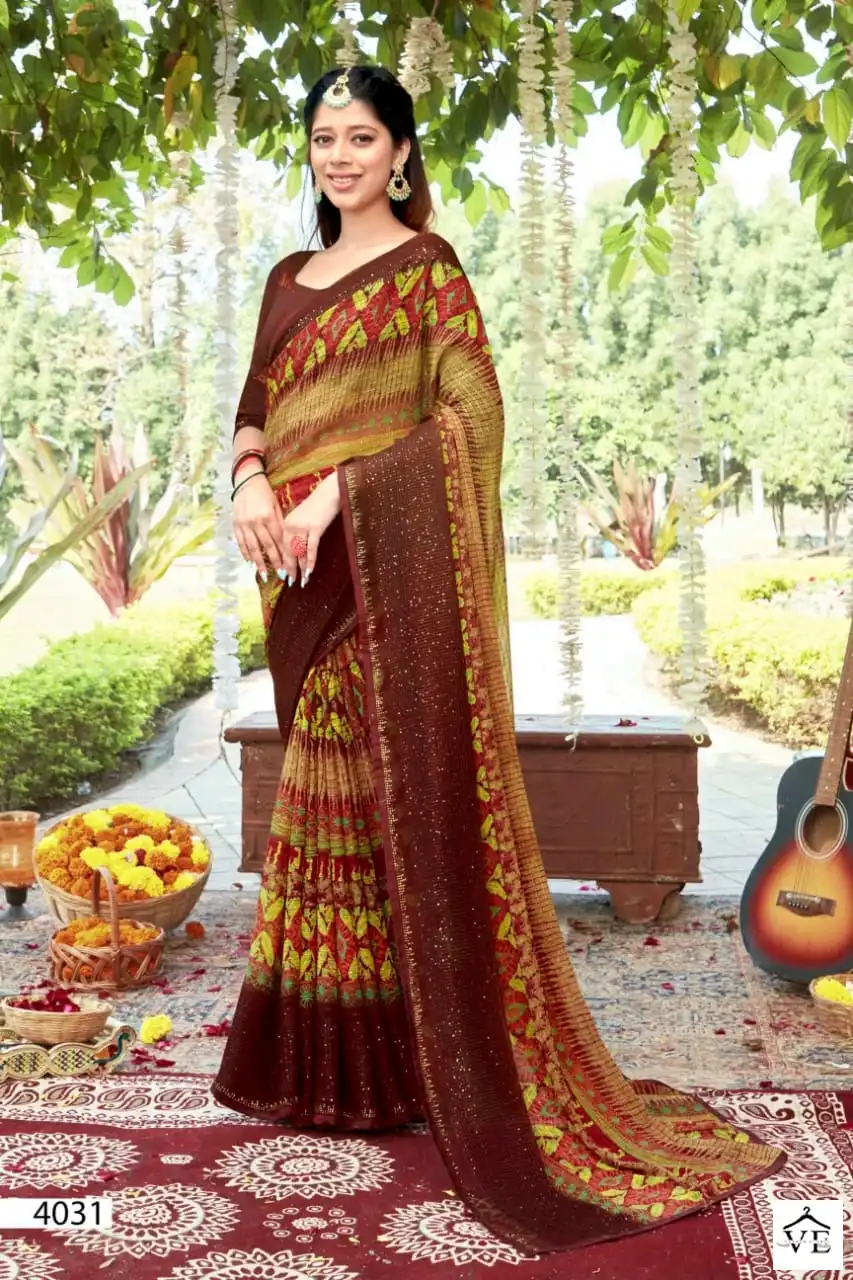 5D Designer Ishanavi Pure Georgette Wholesale Saree Catalog — Wholesale Sarees, MPA wholesale from Surat - Gallery Image 7