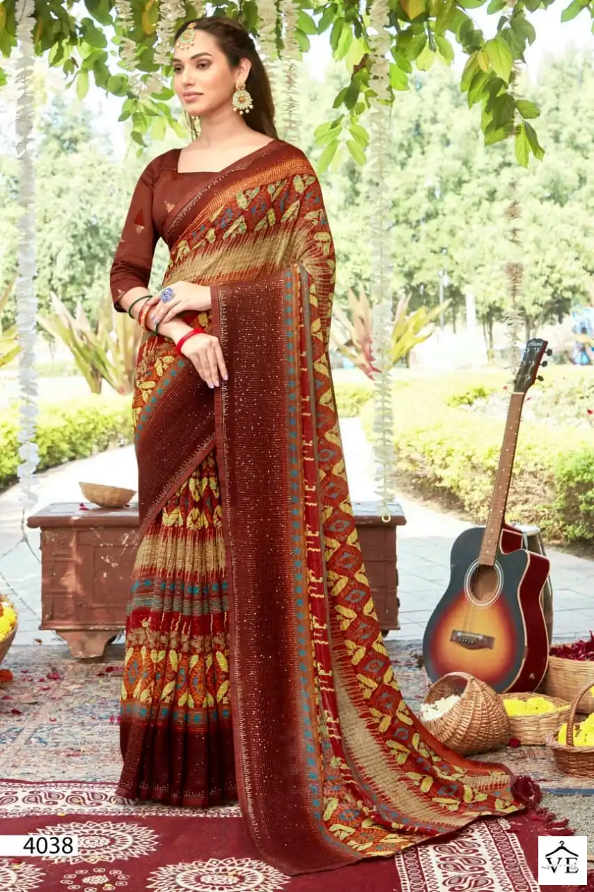 5D Designer Ishanavi Pure Georgette Wholesale Saree Catalog — Wholesale Sarees, MPA wholesale from Surat - Gallery Image 3