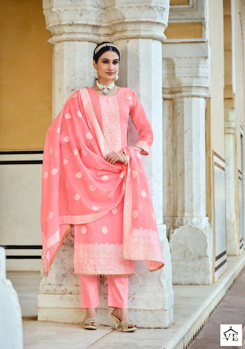 Belliza Designer Ivory Cotton Jacquard Wholesale Salwar Suit Catalog — Wholesale Salwar Suits, MPA wholesale from Surat - Gallery Image 4