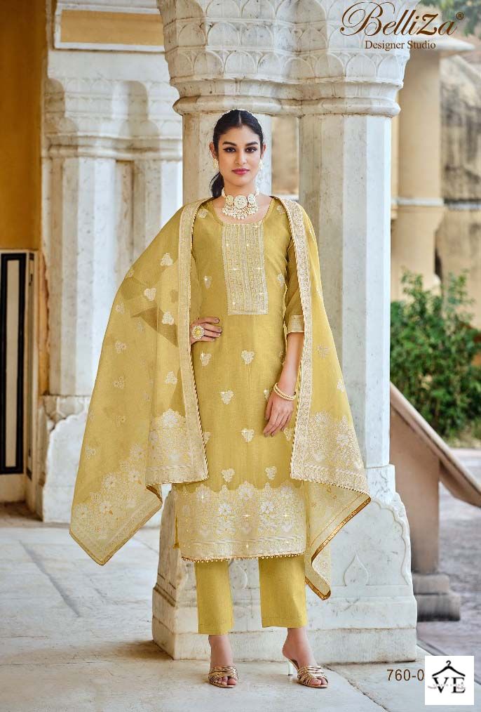 Belliza Designer Ivory Cotton Jacquard Wholesale Salwar Suit Catalog — Wholesale Salwar Suits, MPA wholesale from Surat - Gallery Image 5