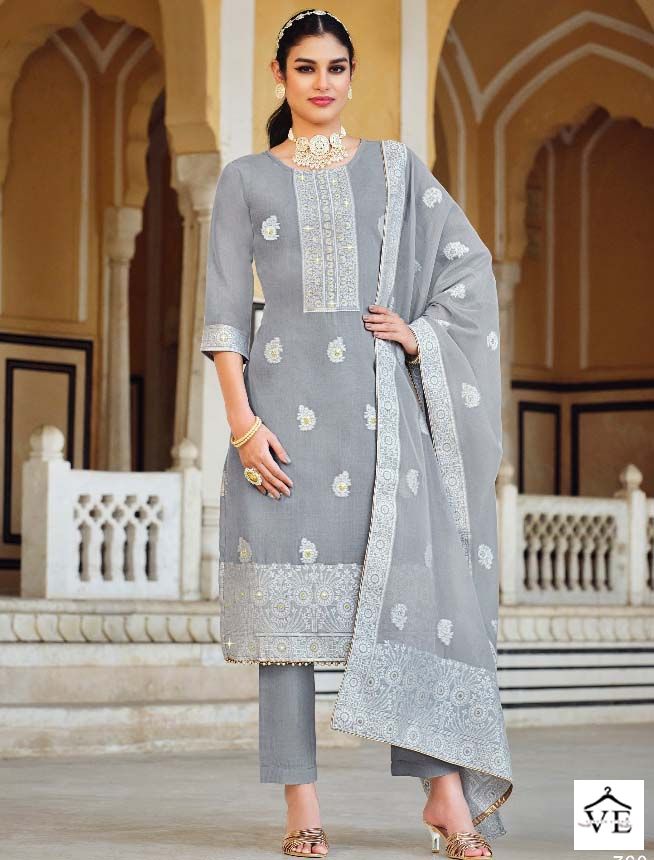 Belliza Designer Ivory Cotton Jacquard Wholesale Salwar Suit Catalog — Wholesale Salwar Suits, MPA wholesale from Surat — view 1