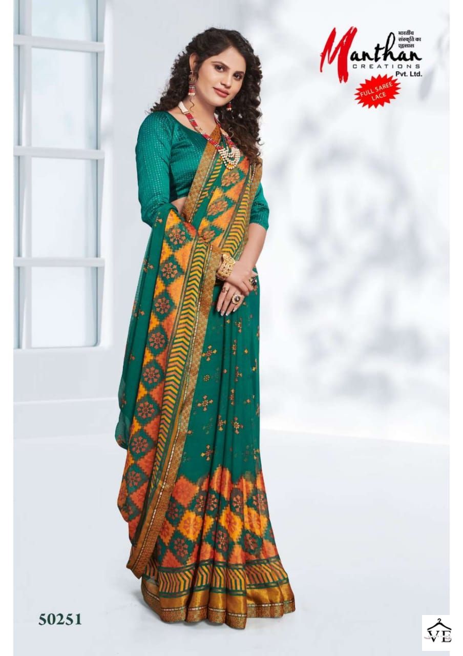 Manthan Jinali Chiffon Brasso Wholesale Saree Catalog — Wholesale Sarees, MPA wholesale from Surat - Gallery Image 7