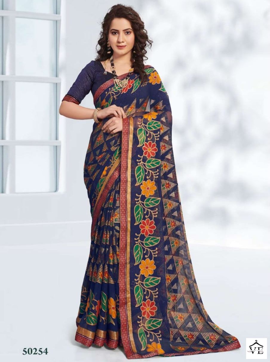 Manthan Jinali Chiffon Brasso Wholesale Saree Catalog — Wholesale Sarees, MPA wholesale from Surat — view 1