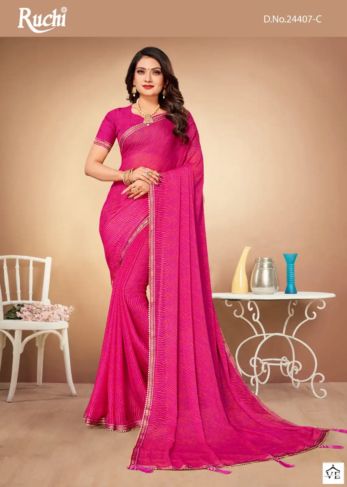 Ruchi Sarees Jalpari Lehriya-10 Chiffon Wholesale Saree Catalog — Wholesale Sarees, MPA wholesale from Surat - Gallery Image 3