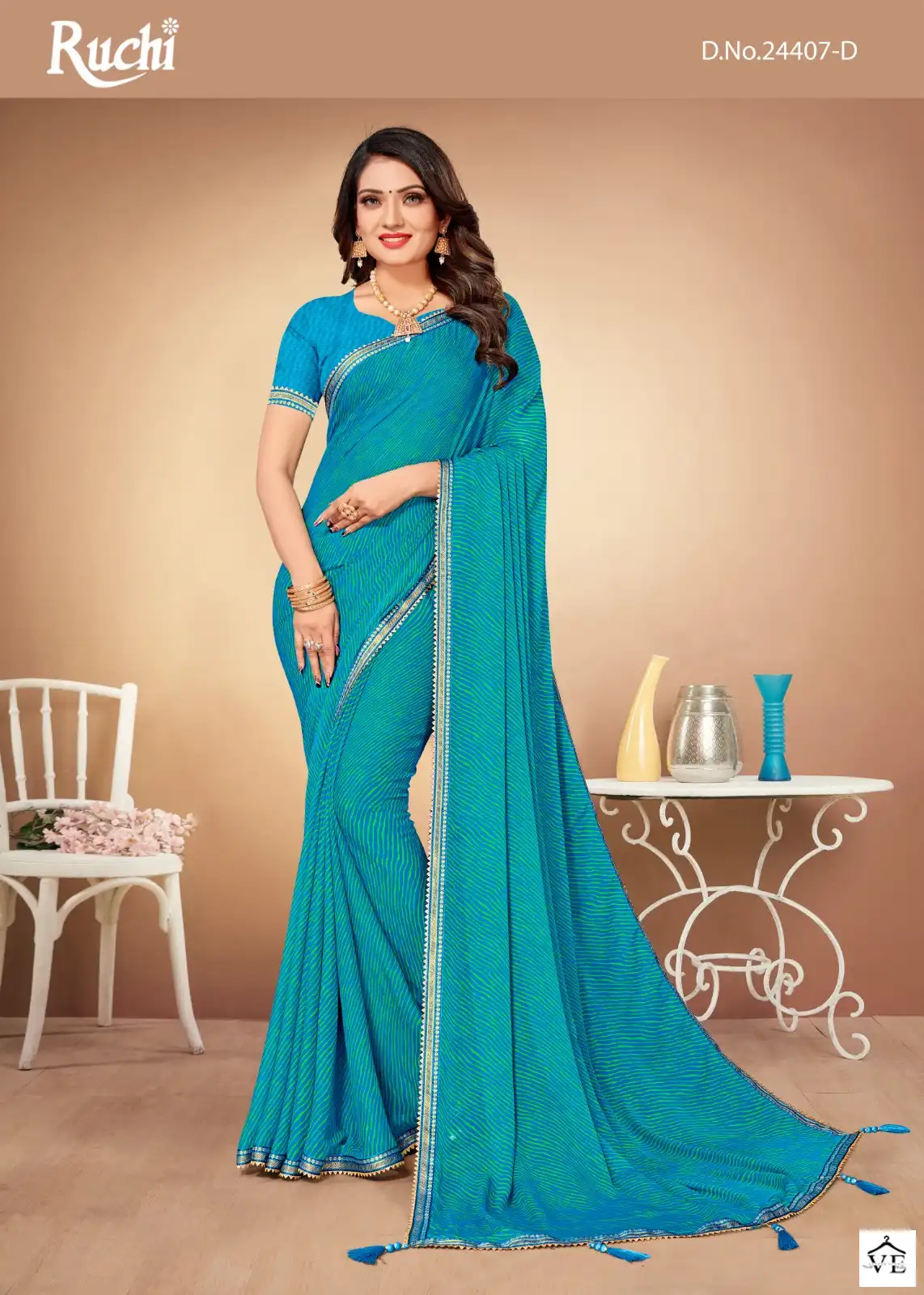 Ruchi Sarees Jalpari Lehriya-10 Chiffon Wholesale Saree Catalog — Wholesale Sarees, MPA wholesale from Surat - Gallery Image 4