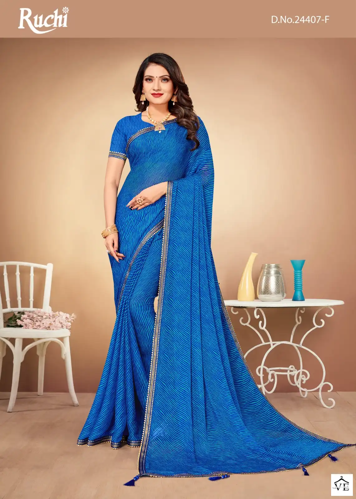 Ruchi Sarees Jalpari Lehriya-10 Chiffon Wholesale Saree Catalog — Wholesale Sarees, MPA wholesale from Surat — view 6