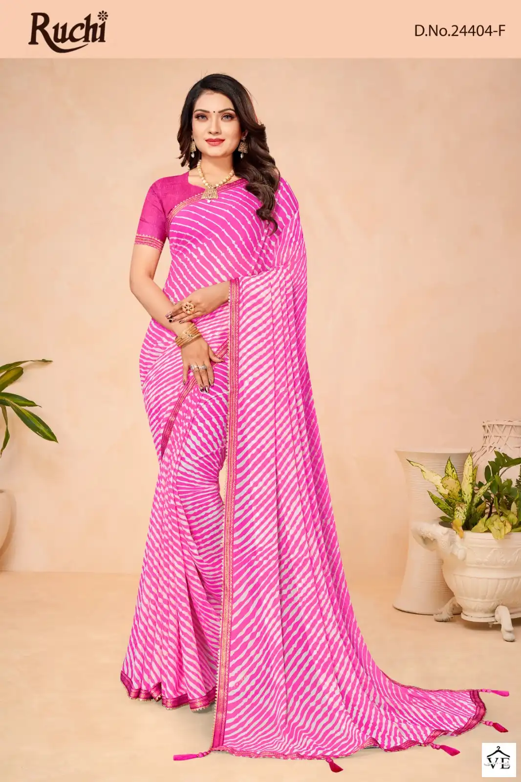 Ruchi Sarees Jalpari Lehriya-7 Chiffon  Wholesale Saree Catalog — Wholesale Sarees, MPA wholesale from Surat — view 6