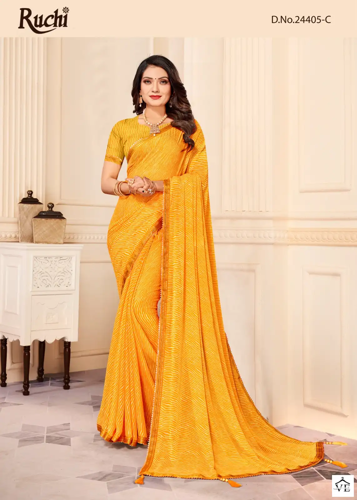 Ruchi Sarees Jalpari Lehriya-8 Chiffon Wholesale Saree Catalog — Wholesale Sarees, MPA wholesale from Surat - Gallery Image 4