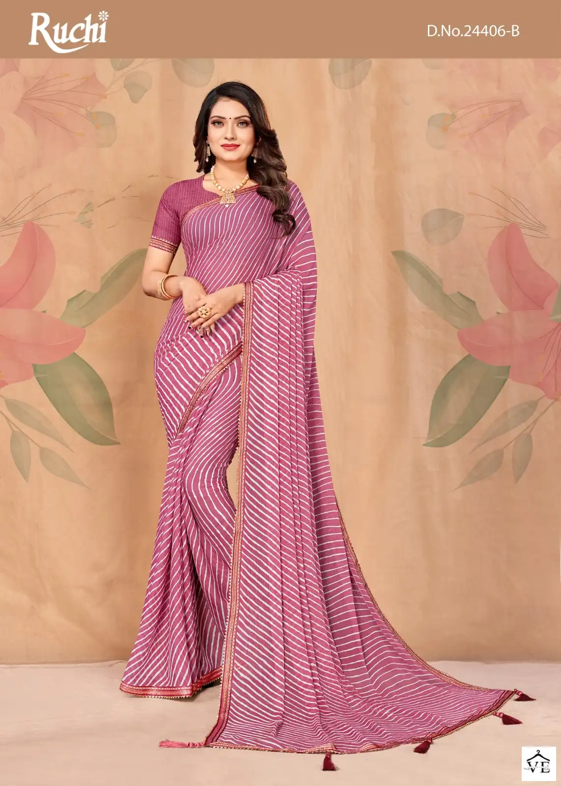 Ruchi SareesJalpari Lehriya-9 Chiffon Wholesale Saree Catalog — Wholesale Sarees, MPA wholesale from Surat - Gallery Image 2