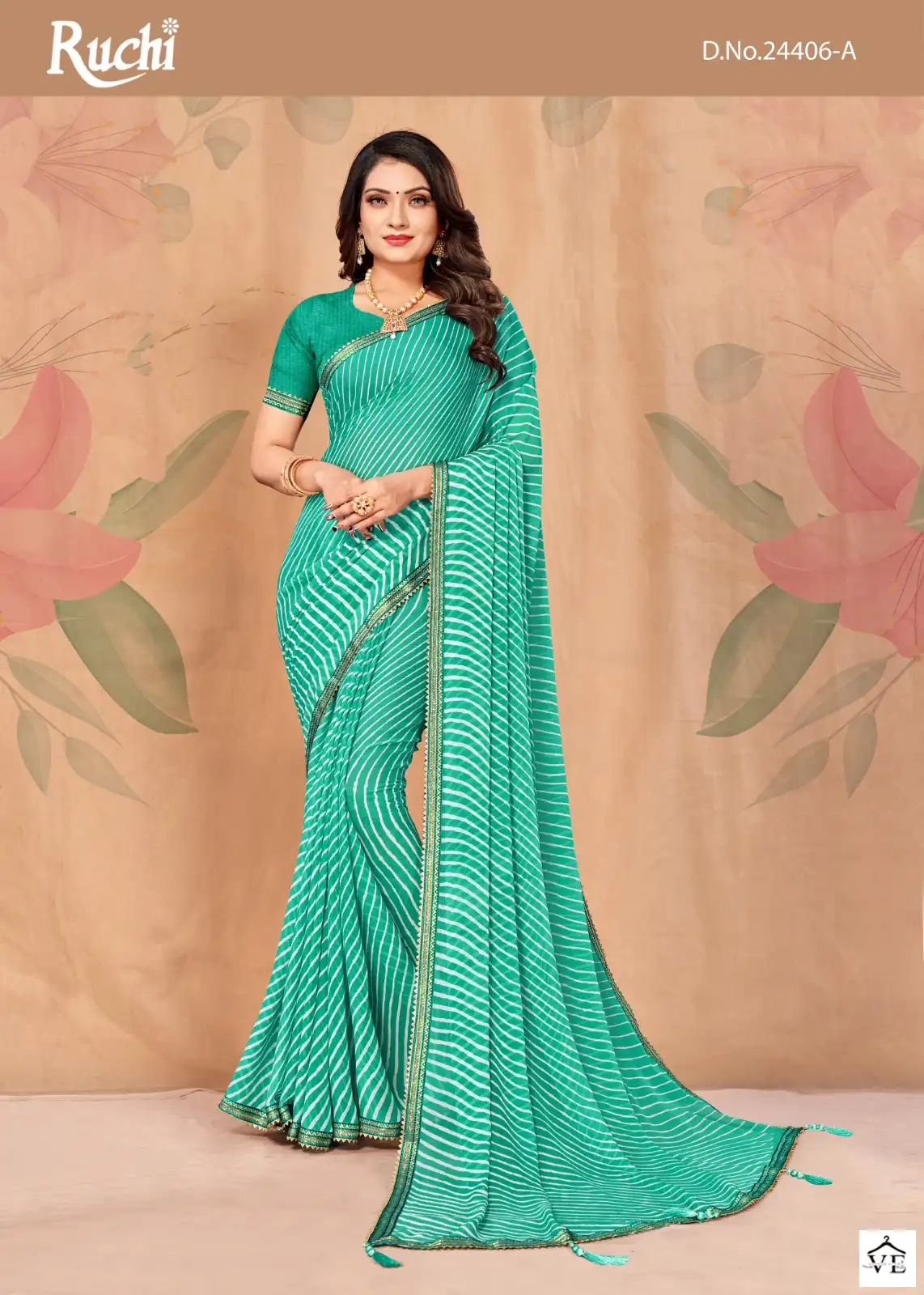 Ruchi SareesJalpari Lehriya-9 Chiffon Wholesale Saree Catalog — Wholesale Sarees, MPA wholesale from Surat - Gallery Image 3