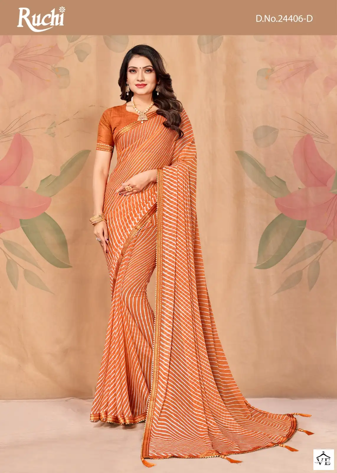 Ruchi SareesJalpari Lehriya-9 Chiffon Wholesale Saree Catalog — Wholesale Sarees, MPA wholesale from Surat - Gallery Image 4