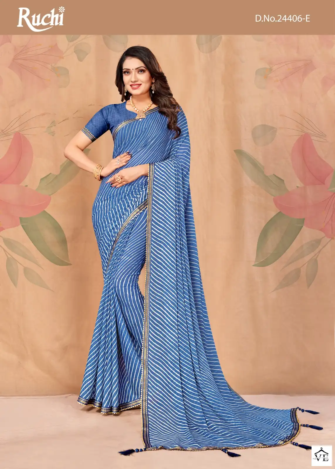 Ruchi SareesJalpari Lehriya-9 Chiffon Wholesale Saree Catalog — Wholesale Sarees, MPA wholesale from Surat — view 6