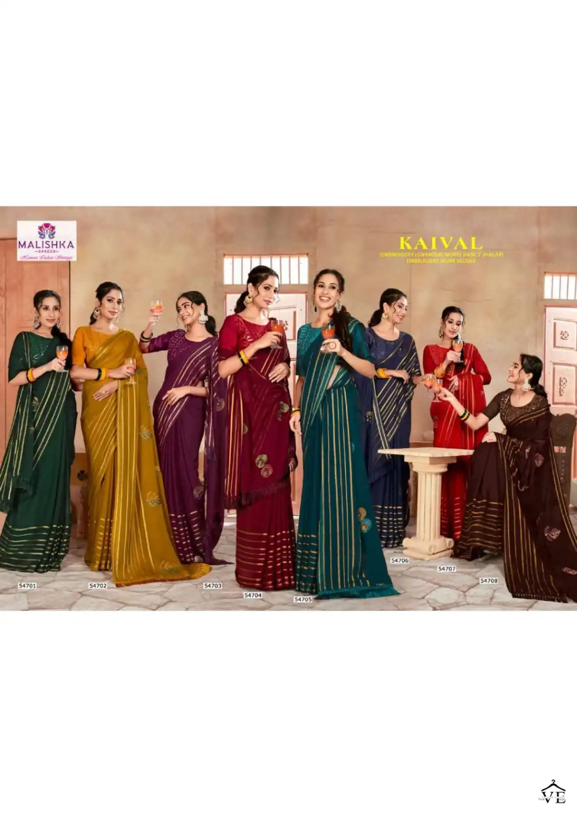 Malishka Kaival Supriya Skurt Viscose Wholesale Saree Catalog — Wholesale Sarees, MPA wholesale from Surat — view 9