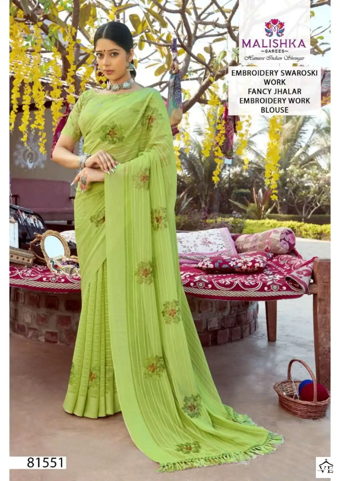 Malishka Katha Simar Self Bright Pattern Dyed Wholesale Saree Catalog — Wholesale Sarees, MPA wholesale from Surat - Gallery Image 4