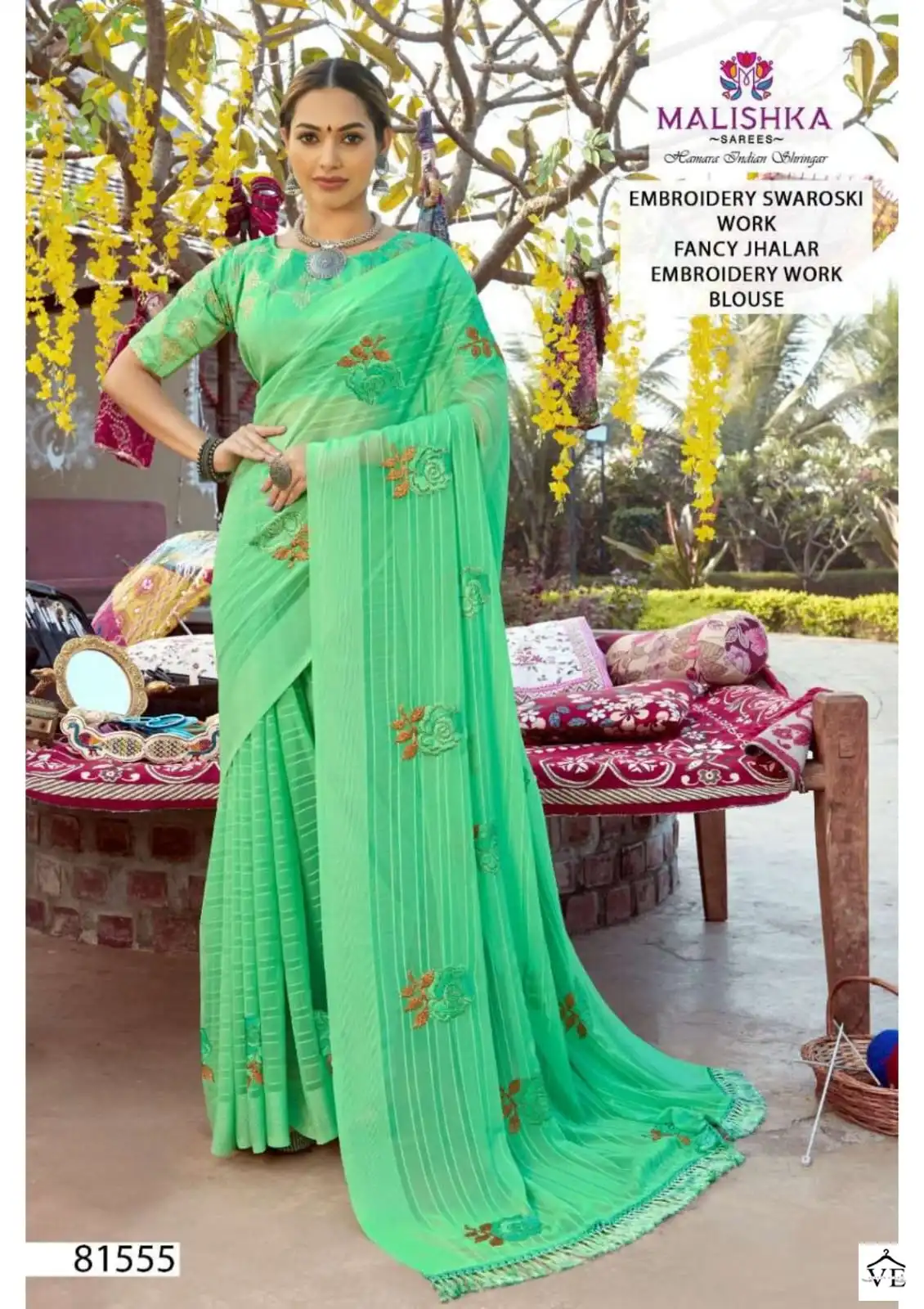 Malishka Katha Simar Self Bright Pattern Dyed Wholesale Saree Catalog — Wholesale Sarees, MPA wholesale from Surat - Gallery Image 5