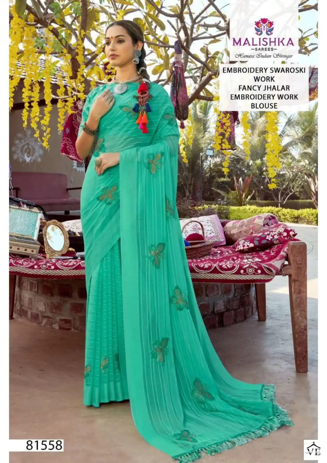 Malishka Katha Simar Self Bright Pattern Dyed Wholesale Saree Catalog — Wholesale Sarees, MPA wholesale from Surat - Gallery Image 6