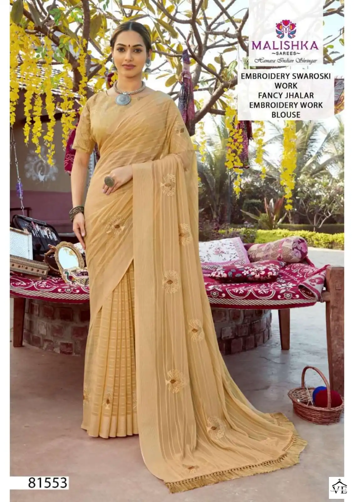 Malishka Katha Simar Self Bright Pattern Dyed Wholesale Saree Catalog — Wholesale Sarees, MPA wholesale from Surat - Gallery Image 9