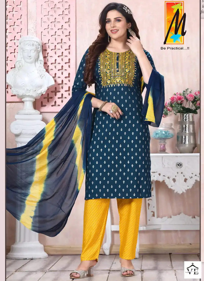 Vardan Ethnic Katha Rayon Wholesale Readymade Salwar Suit Catalog — Wholesale Salwar Suits, MPA wholesale from Surat — view 1