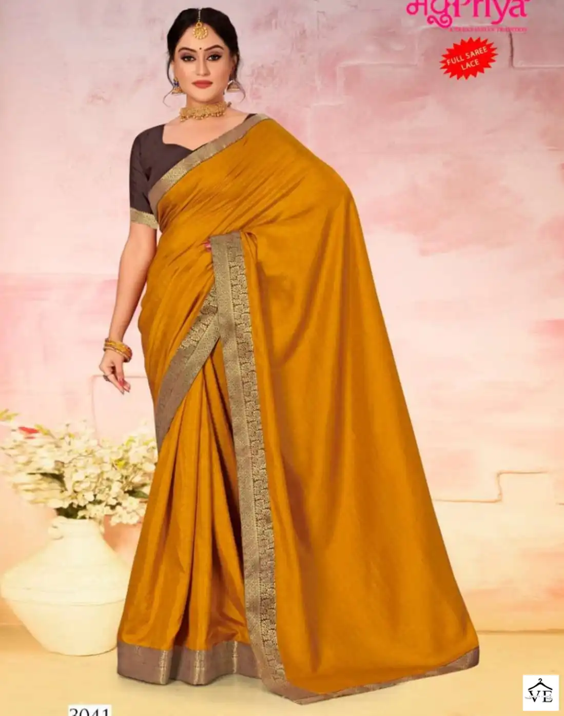 Madhupriya Kesar Kali P-P Vichitra Dyed Wholesale Saree Catalog — Wholesale Sarees, MPA wholesale from Surat — view 1