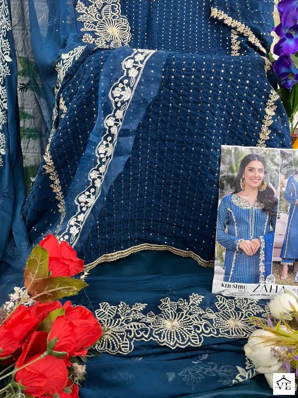 Zaha Khushbu Vol-5 Georgette Wholesale Designer Pakistani Suits Catalog — Wholesale Salwar Suits, MPA wholesale from Surat - Gallery Image 9