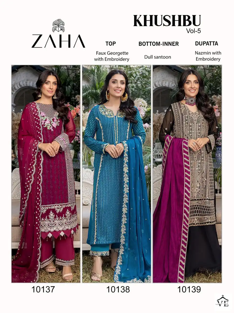 Zaha Khushbu Vol-5 Georgette Wholesale Designer Pakistani Suits Catalog — Wholesale Salwar Suits, MPA wholesale from Surat — view 11