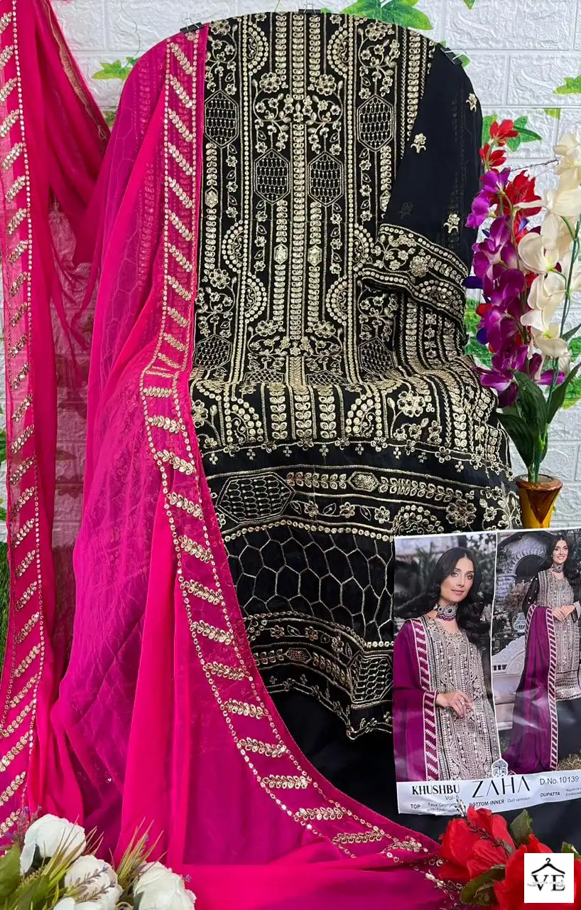Zaha Khushbu Vol-5 Georgette Wholesale Designer Pakistani Suits Catalog — Wholesale Salwar Suits, MPA wholesale from Surat - Gallery Image 7